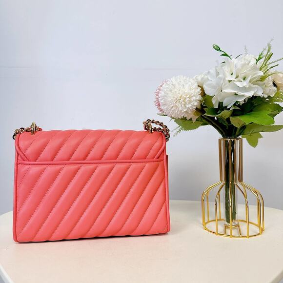 Michael Kors 35T0GX0L2U Meidum Flap Vegan Leather Shoulder Bag In GRAPEFRUIT - Picture 3 of 8